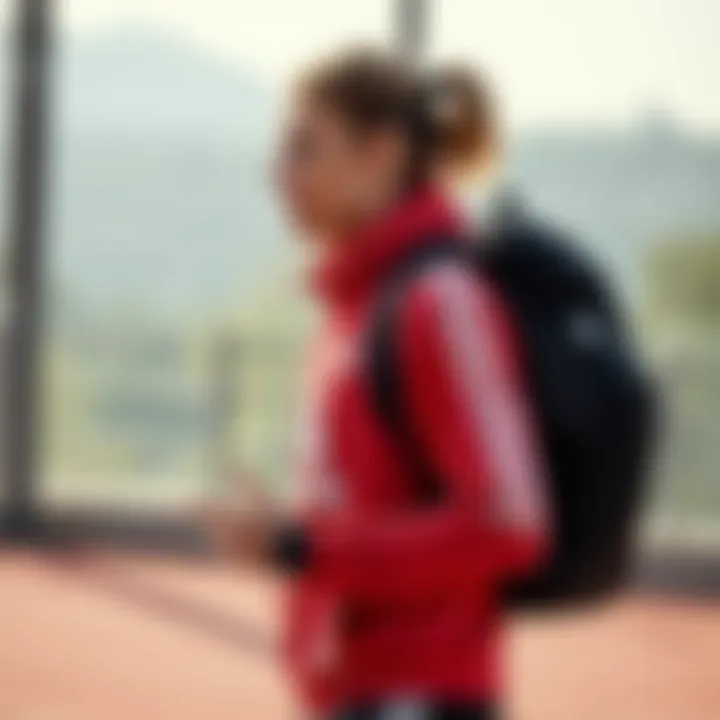 Athlete with Adidas Backpack Athlete using Adidas backpack during a workout