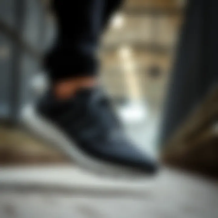 Adidas Black Running Shoes in Action Dynamic shot of Adidas black running shoes in action