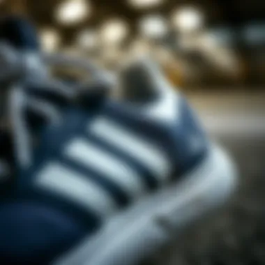 Close-up of Adidas sneaker materials highlighting comfort