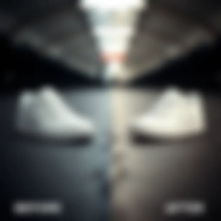 Before and after white shoes transformation