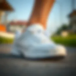 Freshly painted white sneakers