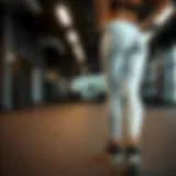 Modern Gym Aesthetic with White Leggings Stylish white sports leggings showcased in a modern gym setting