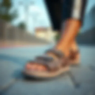 A close-up of comfortable sandals featuring ergonomic design