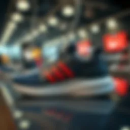 Stylish running shoes on display