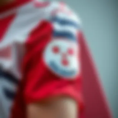 Close-up of fabric details of Galatasaray girl's jersey