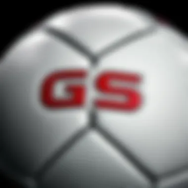 A close-up of a high-quality GS football highlighting its texture and stitching
