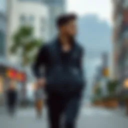 Elegant athletic vest in a dynamic urban setting