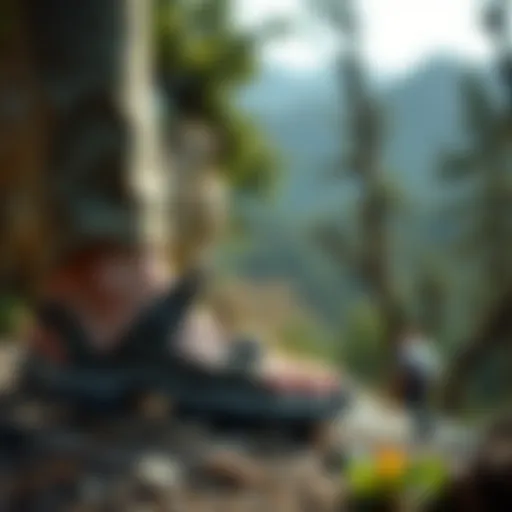 Stylish Trekking Sandals in Nature Stylish trekking sandals in nature