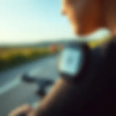 Close-up of a fitness tracker displaying calories burned during cycling