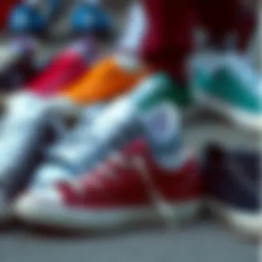 An array of Converse shoe styles and color options for various outfits