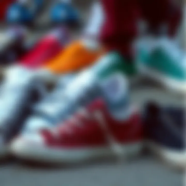 An array of Converse shoe styles and color options for various outfits