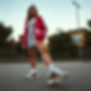 Leopard print Skechers paired with sporty attire