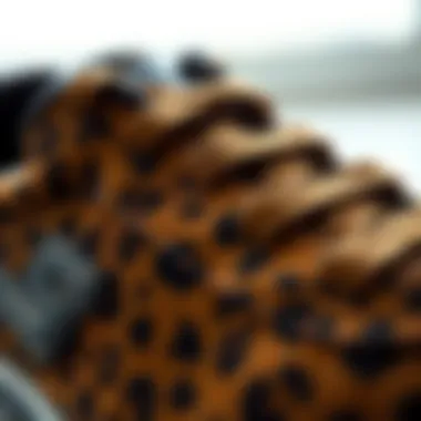 Close-up of the unique texture of leopard print Skechers