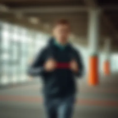 Workout Fashion with Lotto Jacket A fashionable individual showcasing a Lotto jacket during a workout