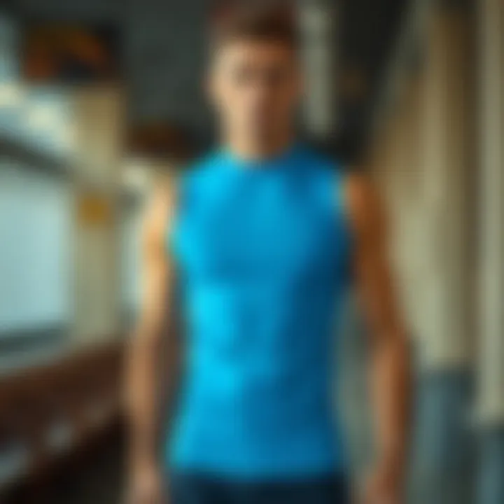 Stylish blue base layer enhancing athletic performance