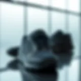 Elegant design of black New Balance shoes on a modern background.