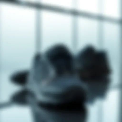 Elegant design of black New Balance shoes on a modern background.