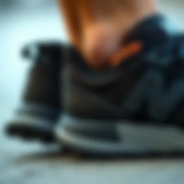 Close-up of the material texture used in New Balance black shoes.