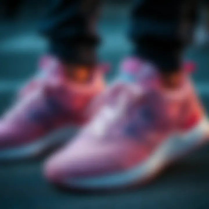 Intricate Design Elements of Pink Sneakers Close-up of pink sneaker details and textures