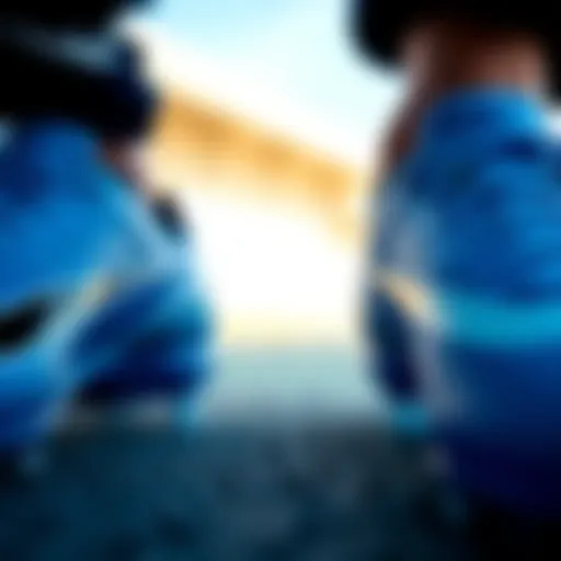 Detailed view of Nike Air Zoom cleats showcasing the blue color and design elements