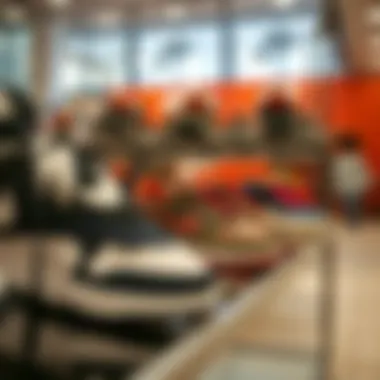 Stylish Nike sneakers on display in a modern retail environment