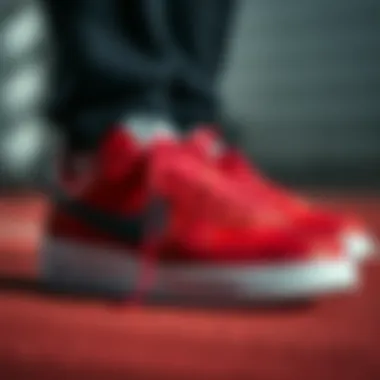 Material Quality of Nike Court Borough Low Close-up of Nike Court Borough Low Red Black shoe materials