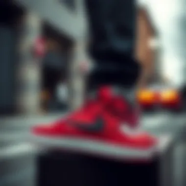 Urban Style with Nike Court Borough Low Nike Court Borough Low Red Black worn in urban setting