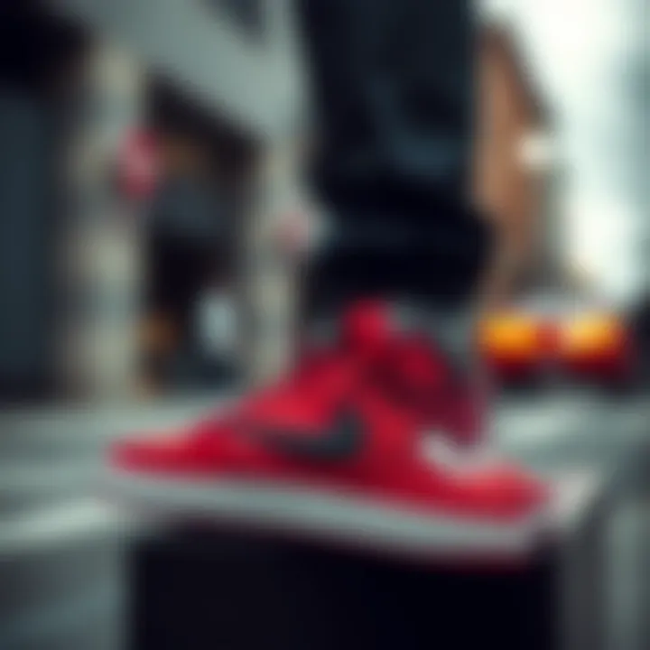 Urban Style with Nike Court Borough Low Nike Court Borough Low Red Black worn in urban setting