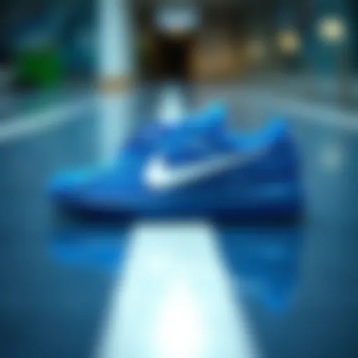 The Elegance of Blue Sports Footwear Elegant blue sports shoes on a sleek surface