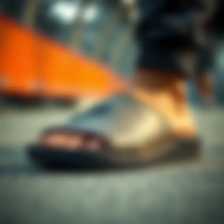 Close-up of Nike sandal materials highlighting quality.