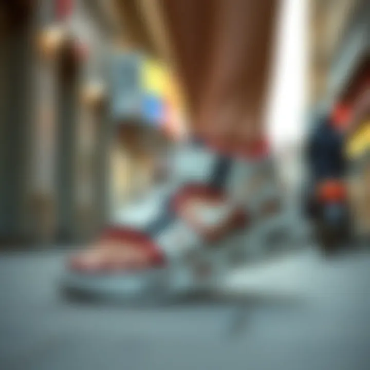 Trendy Nike sandals displayed in a stylish urban environment.