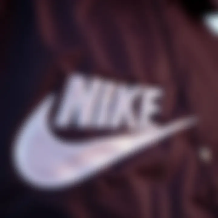 Fabric Detail of Nike Long Coat Close-up of the fabric texture and detailing of a Nike long coat.