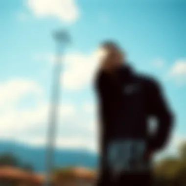 Nike Long Coat - Outdoor Style Stylish outdoor shot of a long Nike coat showcasing its sleek design.