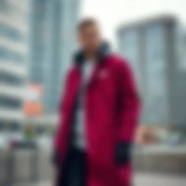 Urban Style with Nike Long Coat Model sporting a Nike long coat in a dynamic urban setting.