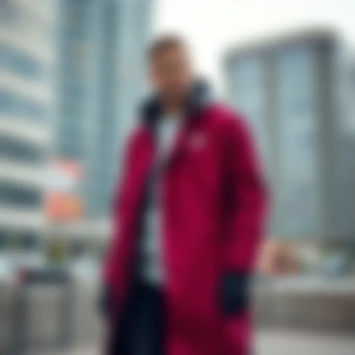 Urban Style with Nike Long Coat Model sporting a Nike long coat in a dynamic urban setting.