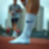 Stylish Nike white socks in a sporty setting