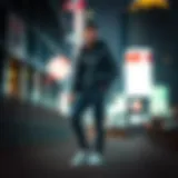 Urban Sophistication with Skechers Jacket Stylish Skechers jacket in an urban setting