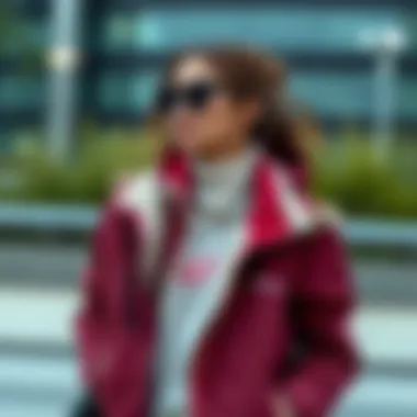 Fashionable Skechers jacket paired with sporty accessories