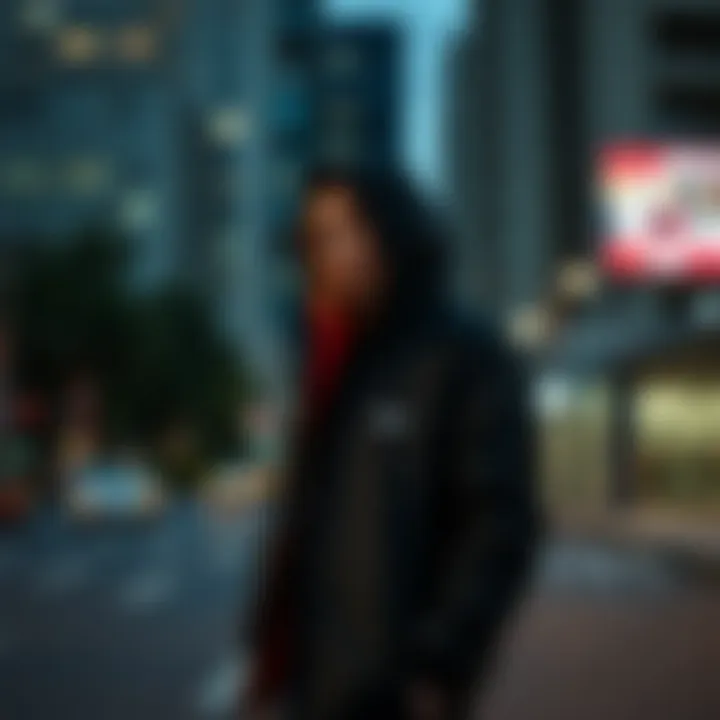 A stylish Skechers jacket in an urban setting