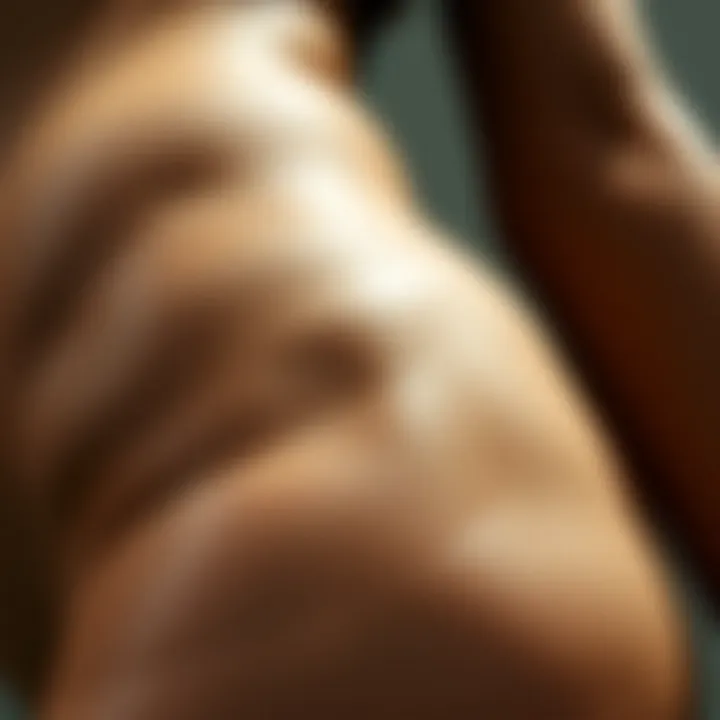 Close-up of skin texture showing cellulite