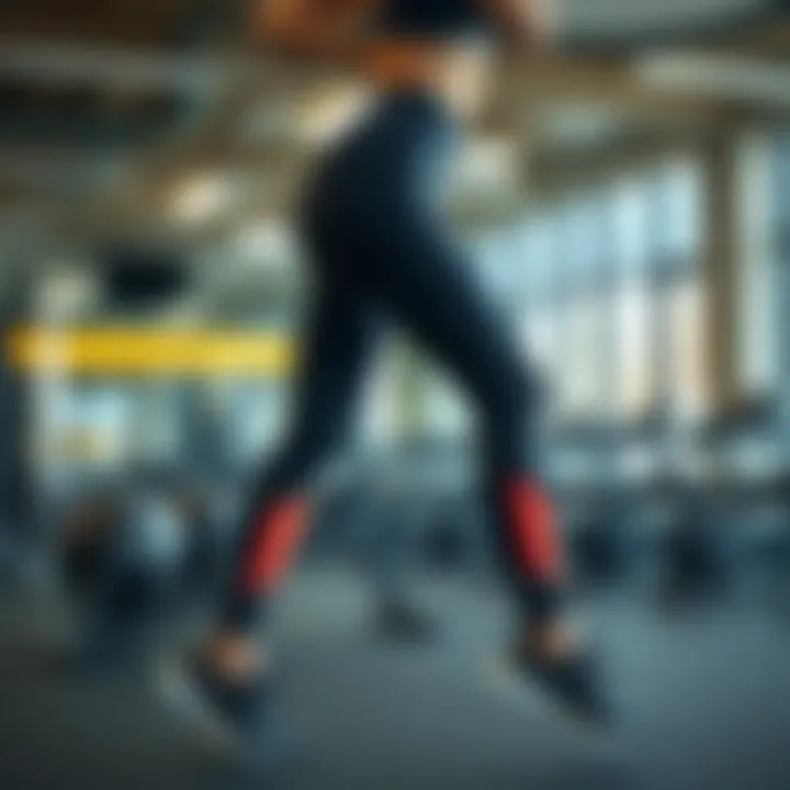 Trendy Gymwear Stylish sporty leggings displayed in a modern gym setting