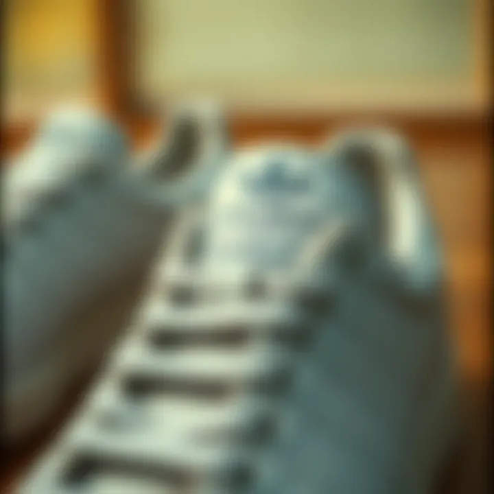 Close-up of the design features of Stan Smith shoes