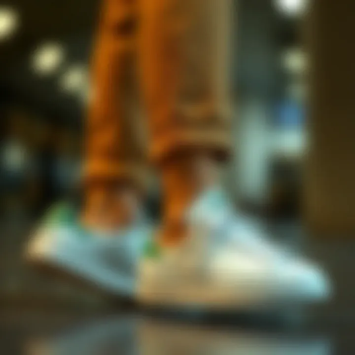 Elegant display of Stan Smith shoes in a stylish outfit